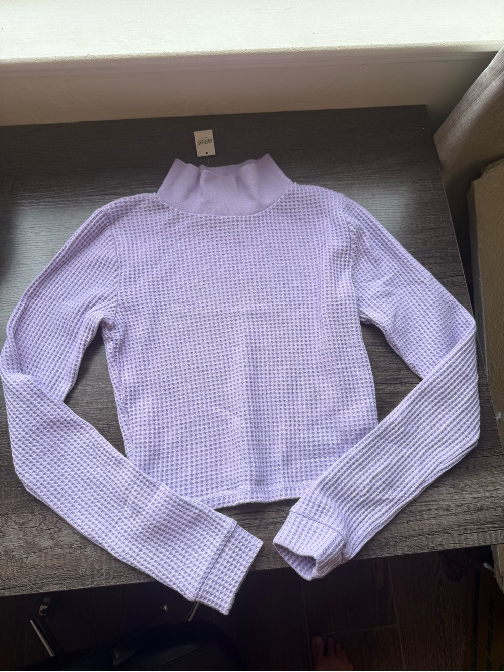 NWT Aerie Purple/lilac waffle knit long sleeve top in XS
#mockneck #waffle